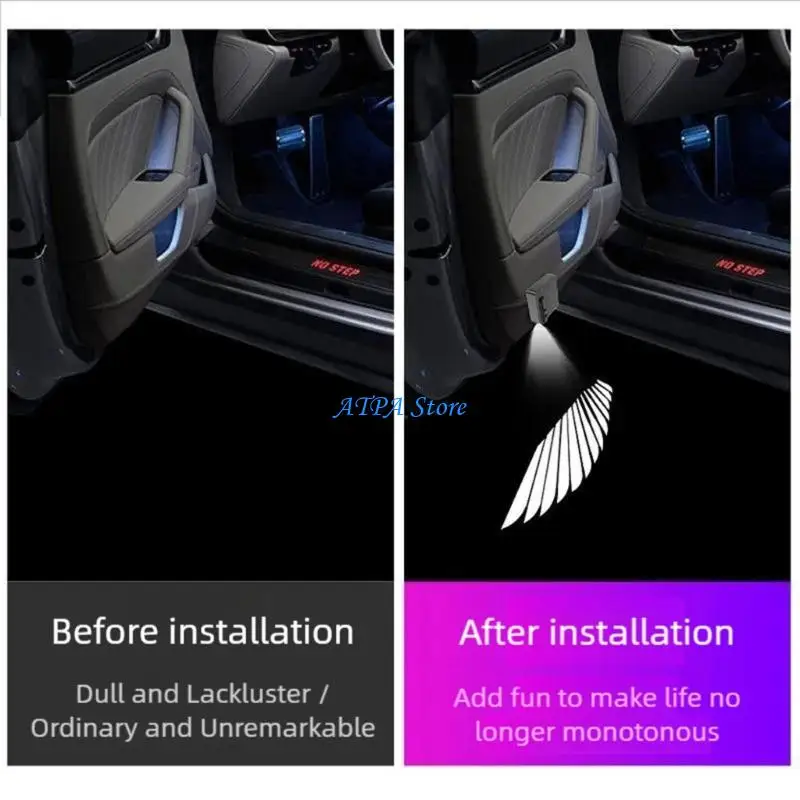 U13C LED Car Door Step Projection Light Auto Sensing Design Rechargeable Welcome Lamp