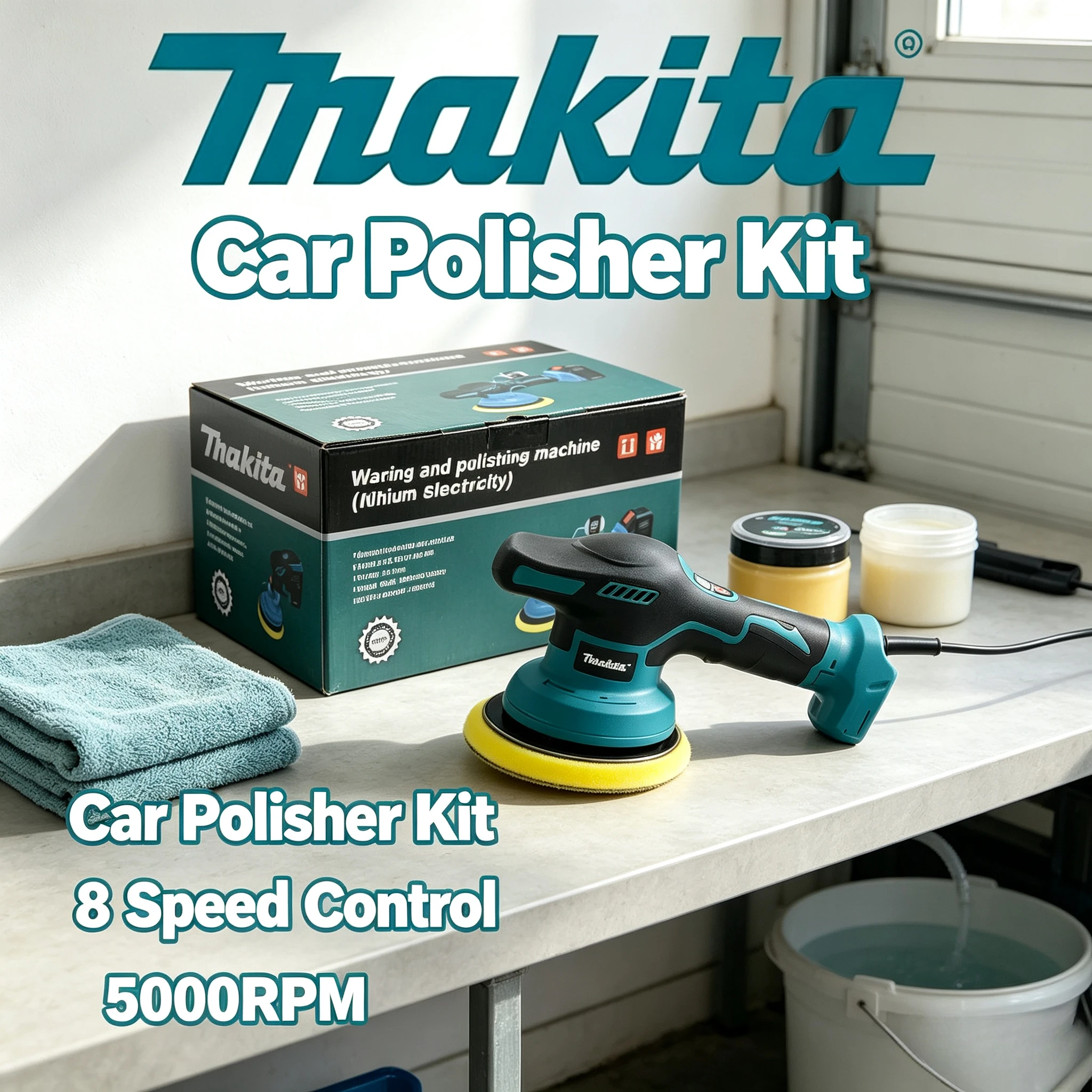 Makita 18V Cordless Car Polisher with Digital Display 8 Speed Settings Waxing Machine Vehicle Polishing for 18V Lithium Battery