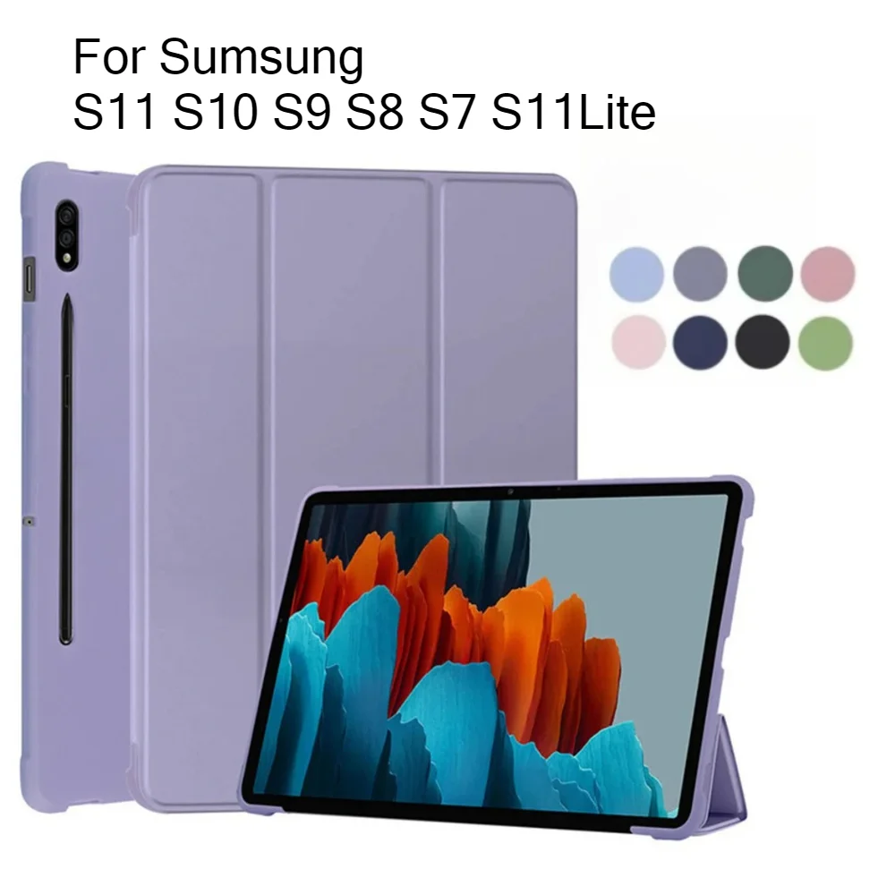 For Samsung Galaxy Case Tab S11lite S11 S10 S9 S8 S7 11inch Smart Auto Sleep Wake Cover Fold Stand PU Leather Coque Tablet Cover