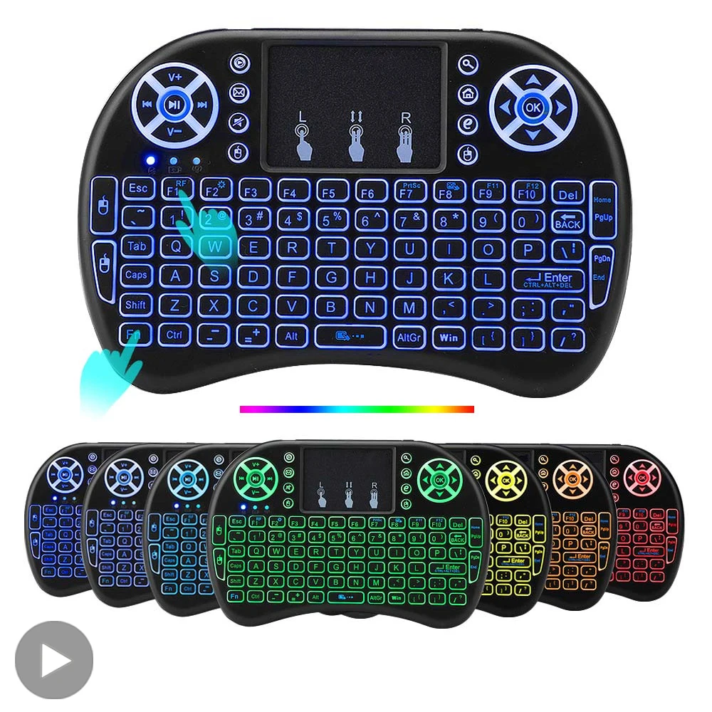 Air Mouse Backlit Mini Wireless Keyboard Azerty French Language With Touchpad PC TV Box RGB Gamer Air Kit Key Pad Keypad Keybord