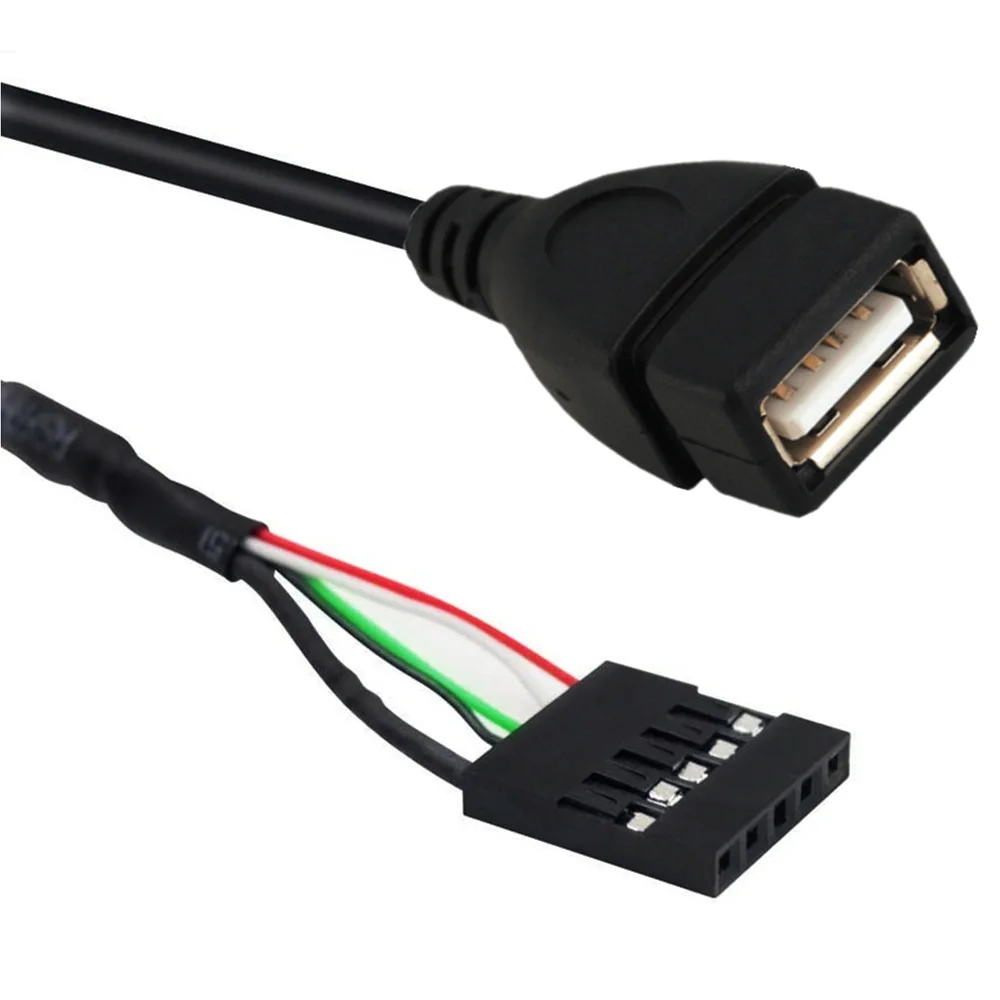 1pc 10cm USB 2.0 Type A Female to Dupont 5 Pin Female Header Data Motherboard Adapter Black Cable