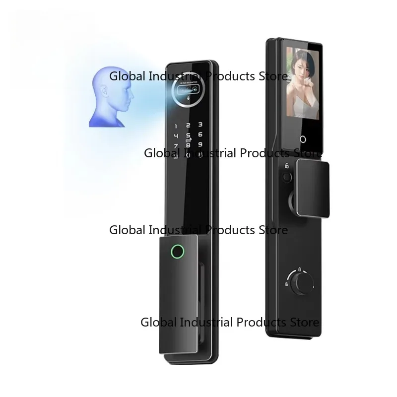 4.5 Inch HD IPS Screen Face Recognition Door Lock with Visual Fingerprint Camera Zinc Alloy Memory Card Support for Home Securit