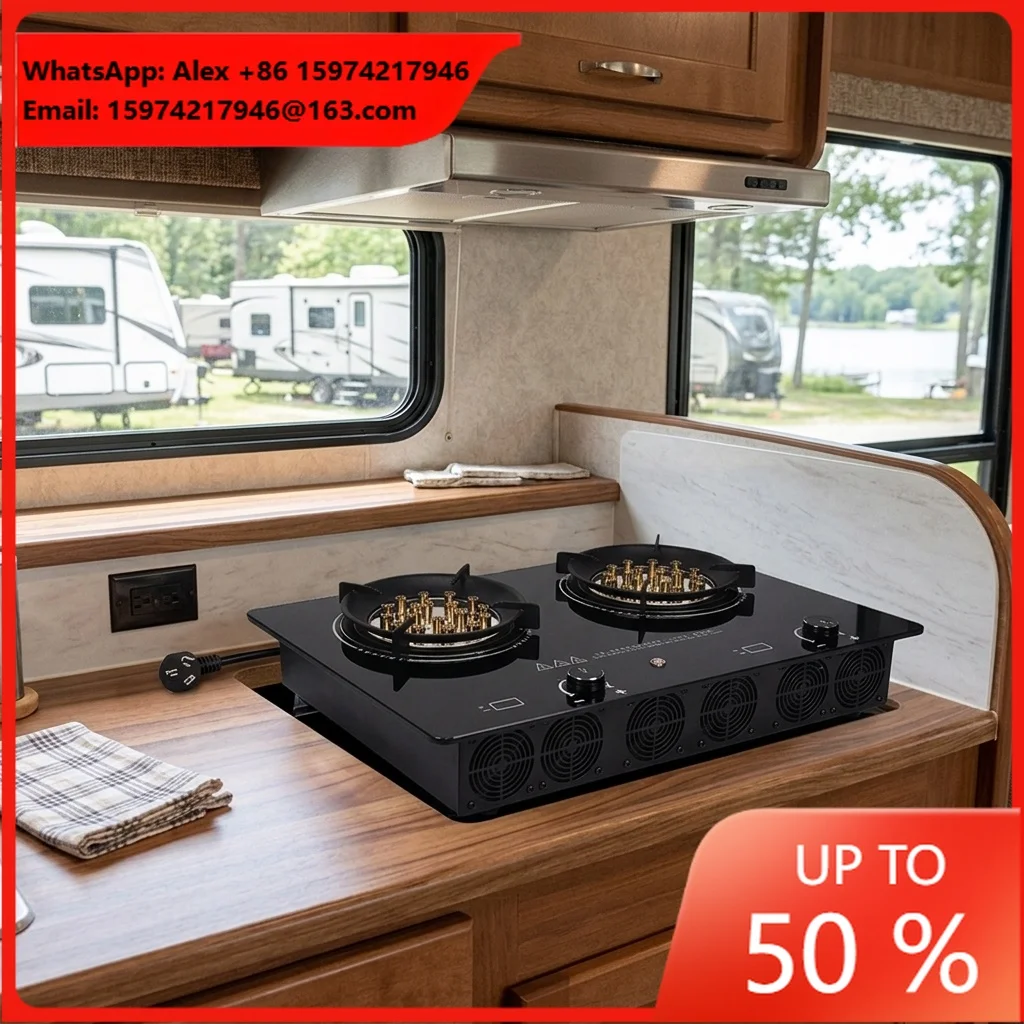 6000W Dual Burner (2x3000W) Plasma Ignition Electric Flame Stove Multiple Safety Protection High Energy Efficient For RV Home