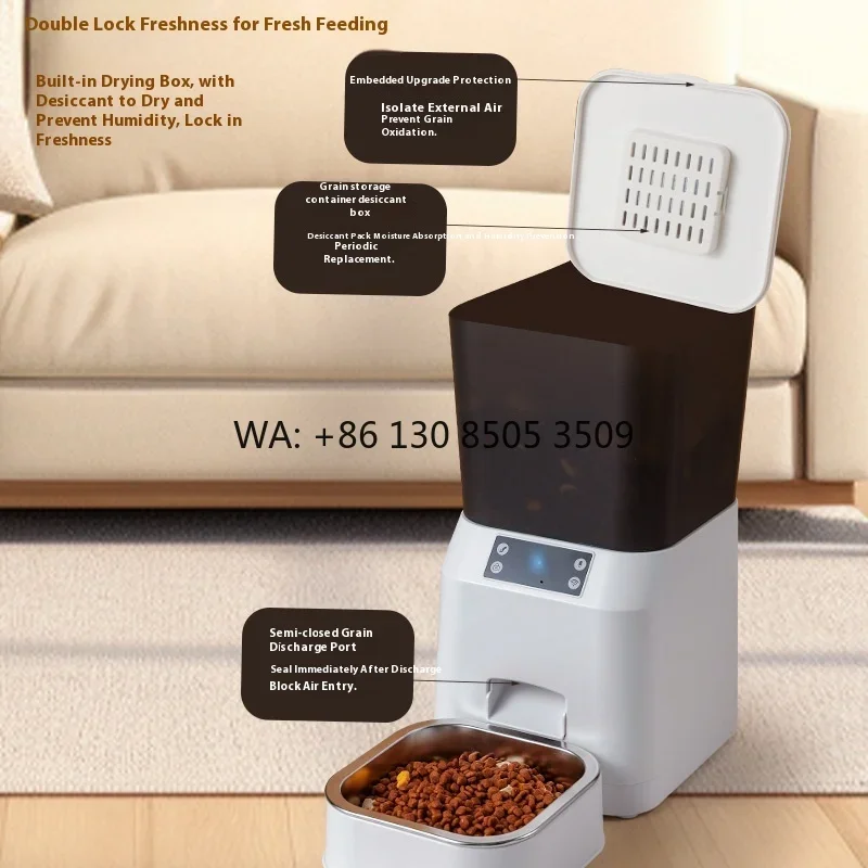 Fully Automatic Pet Feeder with Smartphone Remote Control Eco-Friendly Plastic Bowls Timed Feeder