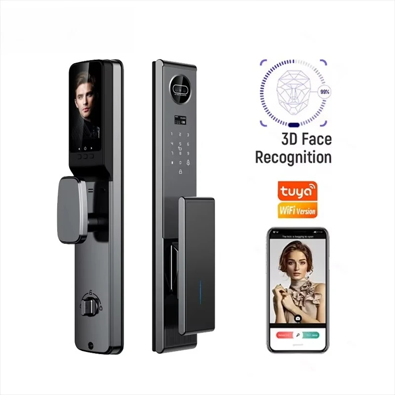 Steel Door Wooden Door Fully Automatic Smart Phone APP Fingerprint Digital Lock Face Recognition Lock With Camera