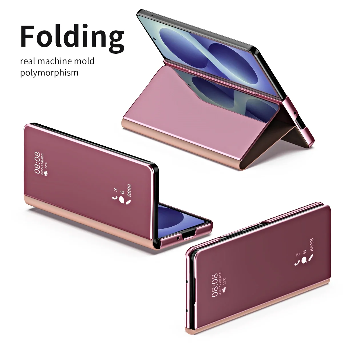 Smart Mirror Flip Phone Case For Samsung Galaxy Z Fold 8 Z Fold 7 Z Fold 6 Z Fold 5 Z Fold 4 Z Fold 3 5GShockproof Leather Cover