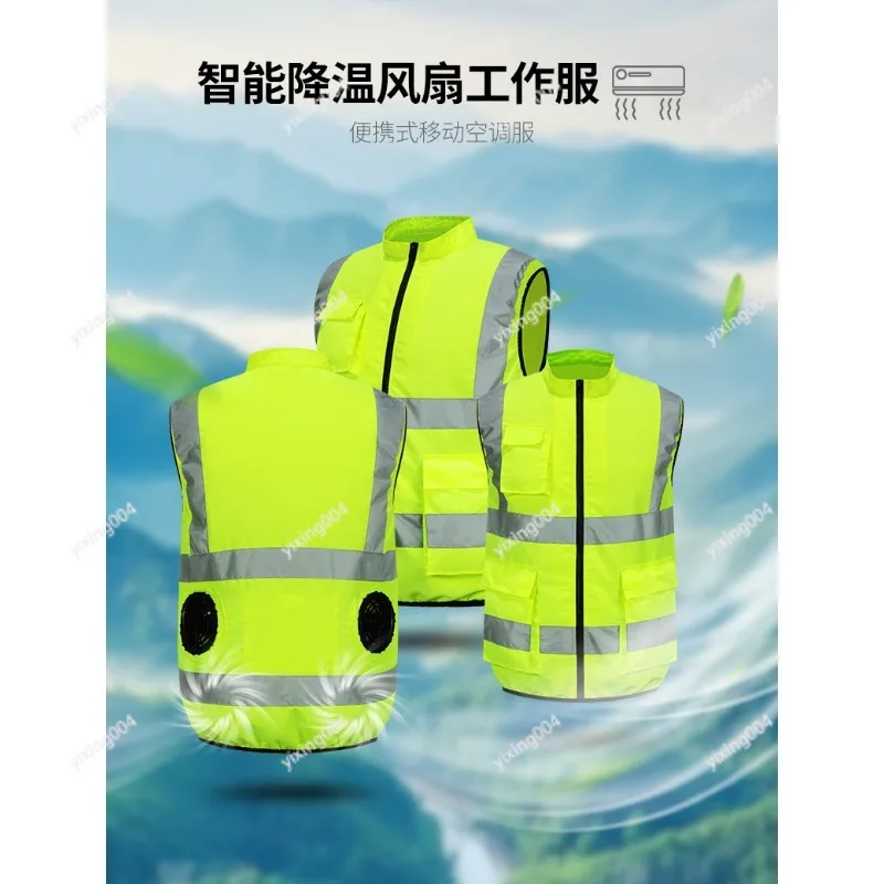 Rechargeable Cooling Fan Clothes, Summer Air Conditioned Jacket for Outdoor Fishing Riding