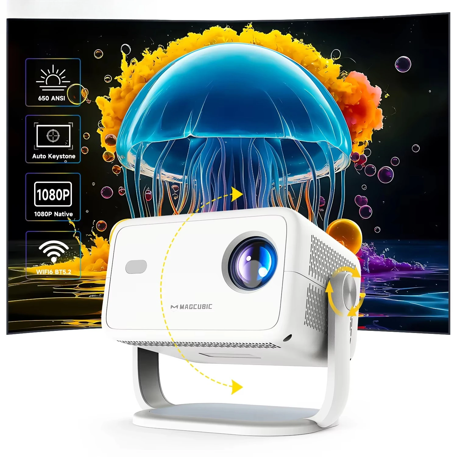 2025 New Magcubic 650ANSI 4K Support Home Cinema Google TV Portable Smart Projector