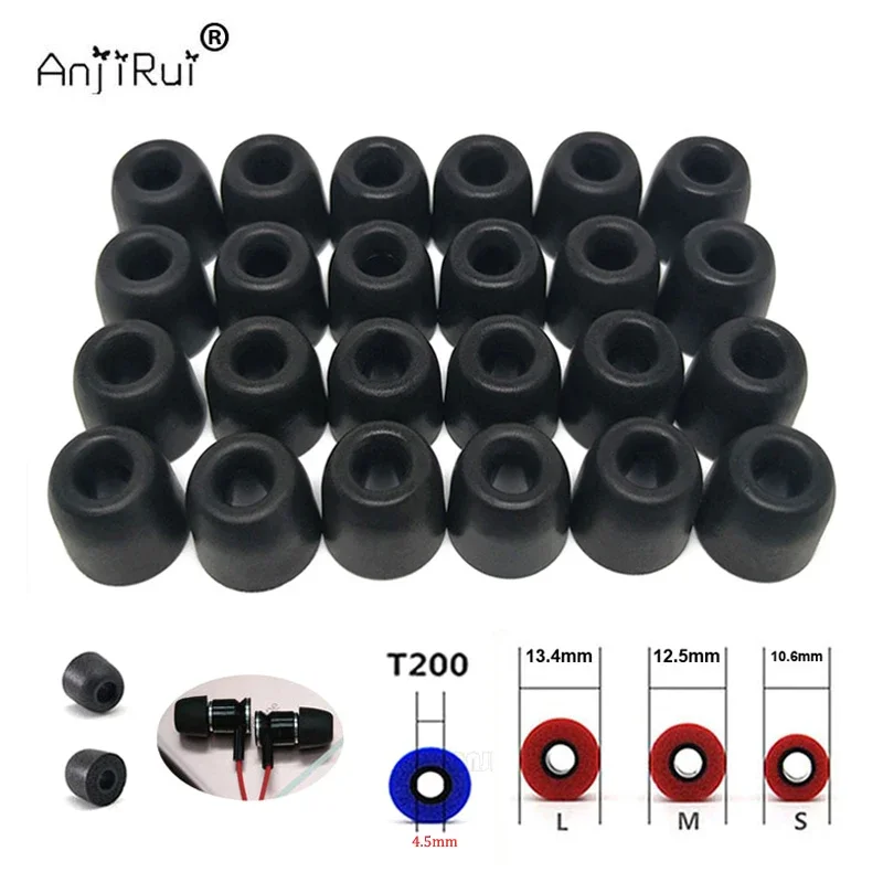 12Pair ANJIRUI Memory Foam Ear Pads for In-ear Earphones T200 (LMS) 4.5mm Enhanced Bass Sponge Tips Headset Earplugs