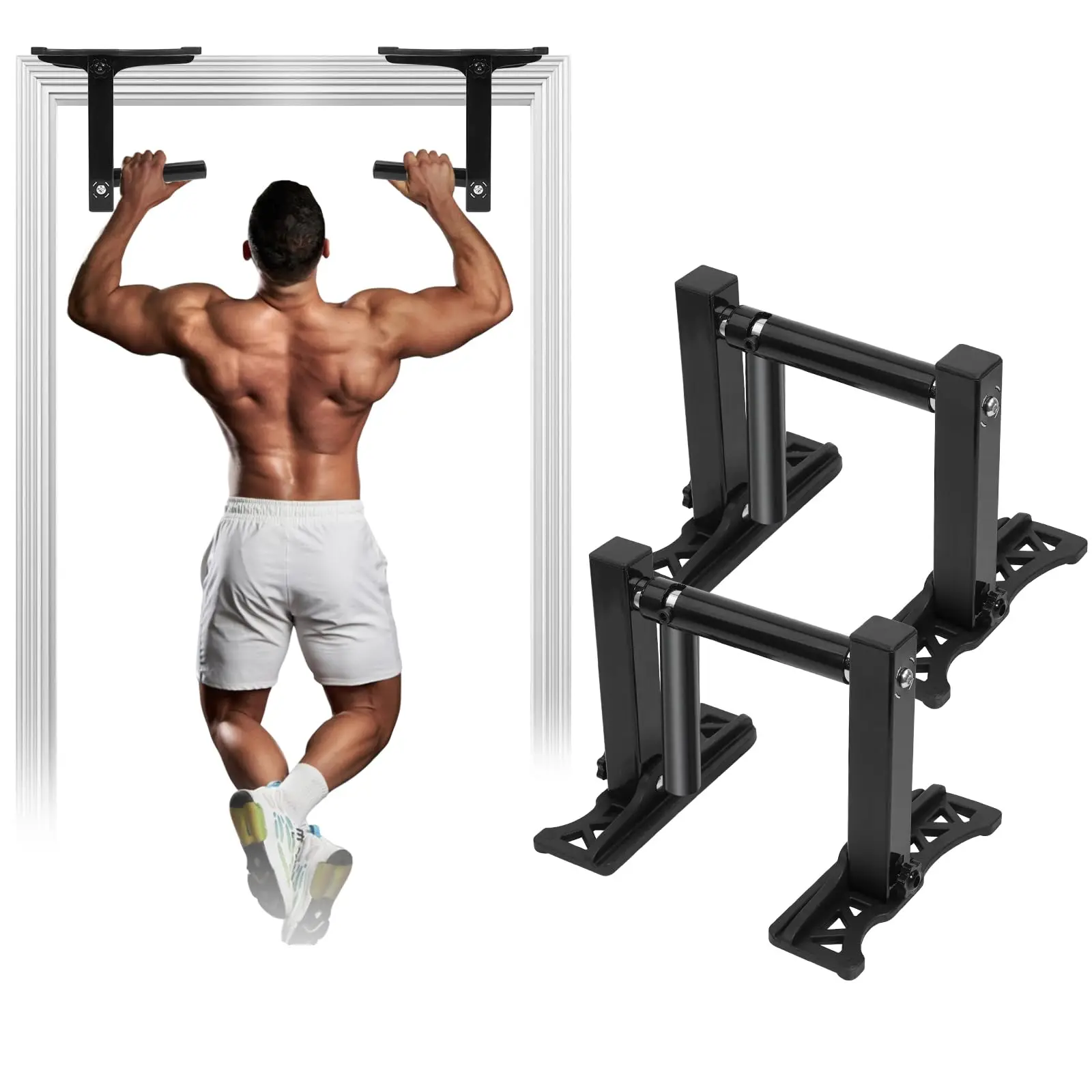 Wall-Mounted Pull Up Bar for Doorway Portable Strength Training Pull Up Bar Handles Multi-functional Home Gym Fitness Equipment