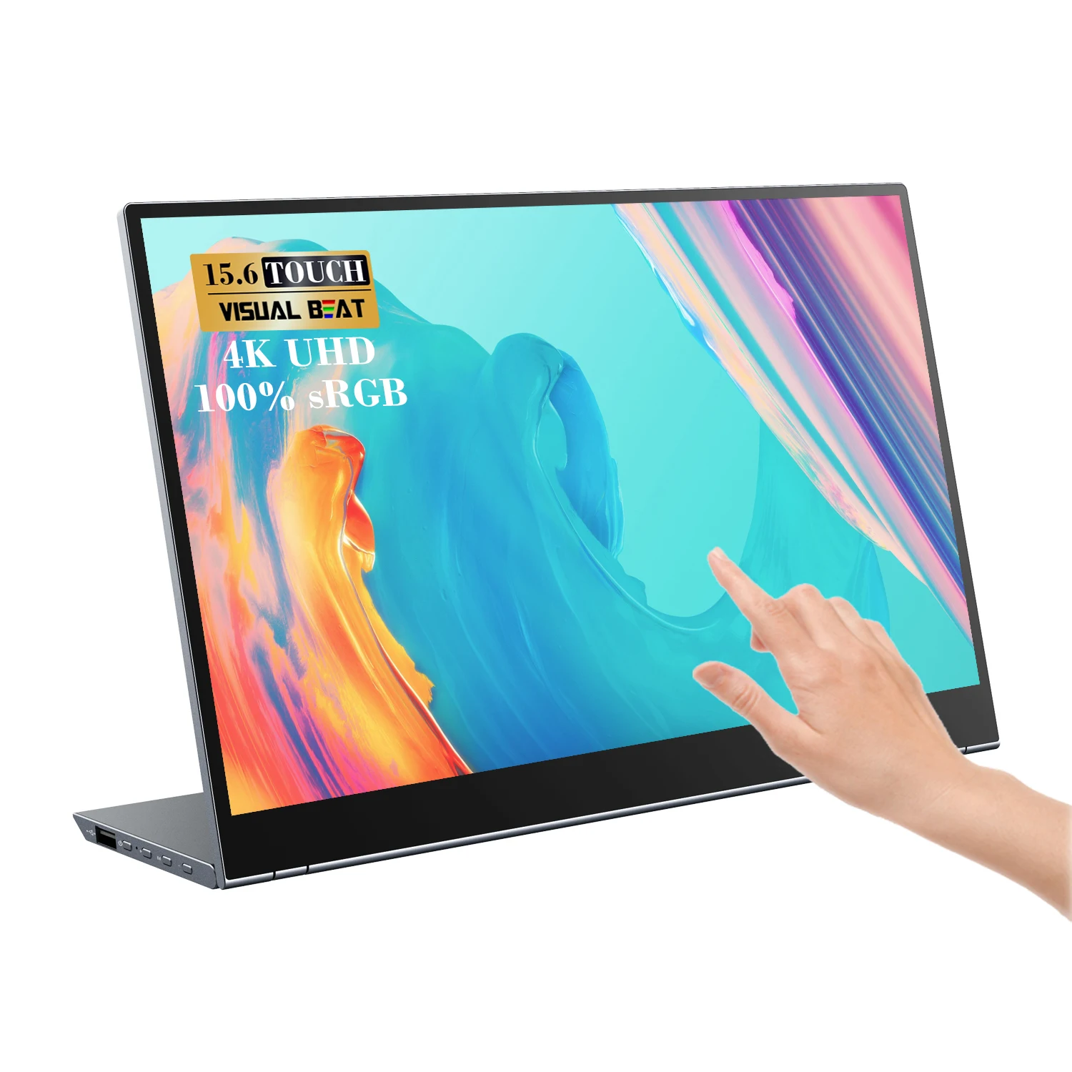 15.6'' 4K Portable TouchScreen Monitor UHD IPS Panel USB-C HDMI External Display with Stand Aluminum Alloy for Laptop PC Phone C