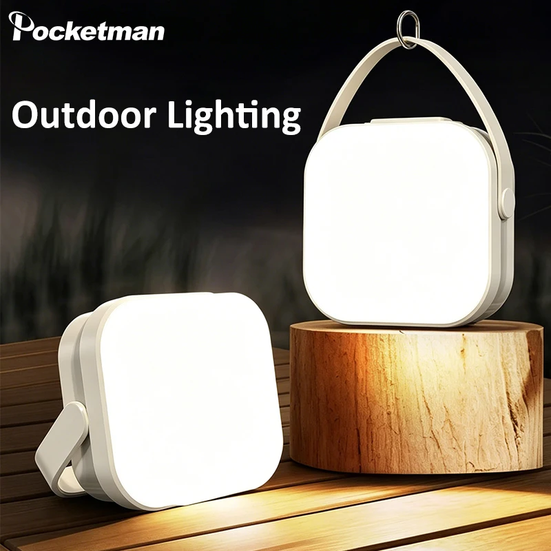 Portable Rechargeable LED Work Light Camping Lantern with Hook 3 Modes Dimmable Emergency Flashlight for Car Repair Hiking 1 PC