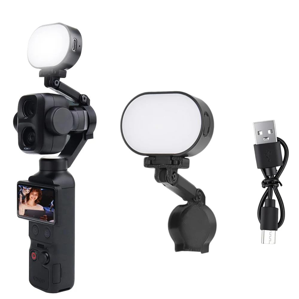 Fill Light for DJI OSMO Pocket 4P, Rechargeable Mini LED Auxiliary Beauty Lights with 3 Color Temperature& Brightness Levels