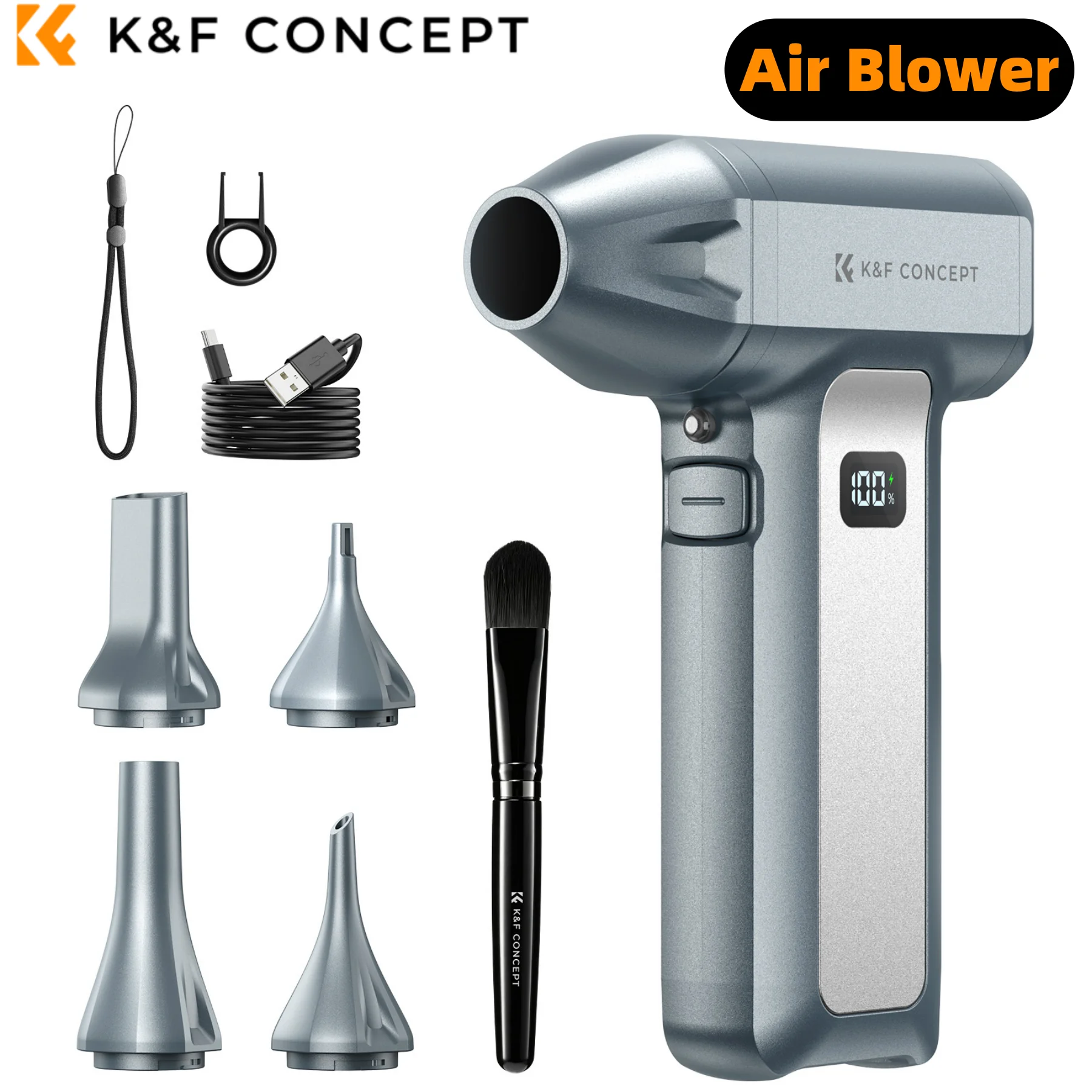 K&F CONCEPT 130000RPM Portable Electric Air Blower LED Turbo Jet Fan Air Duster for PC Computer,Laptop Keyboard,Camera Cleaning