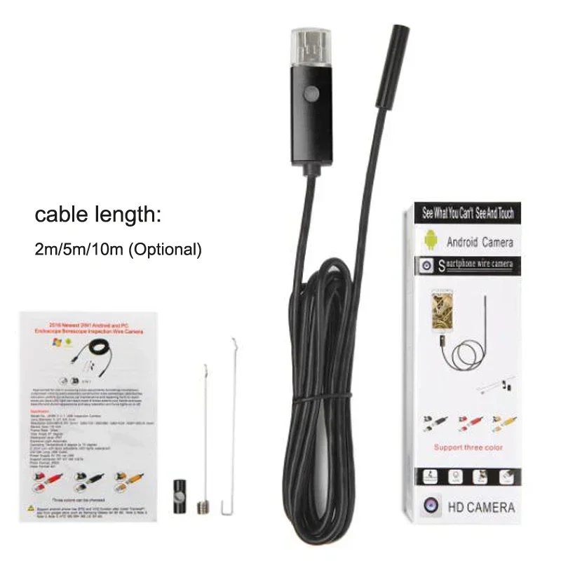Mini Endoscope Camera 7mm 2 in 1 Micro USB Camera for Android Phone PC IP67 Waterproof Flexible Soft Inspection Camera Borescope