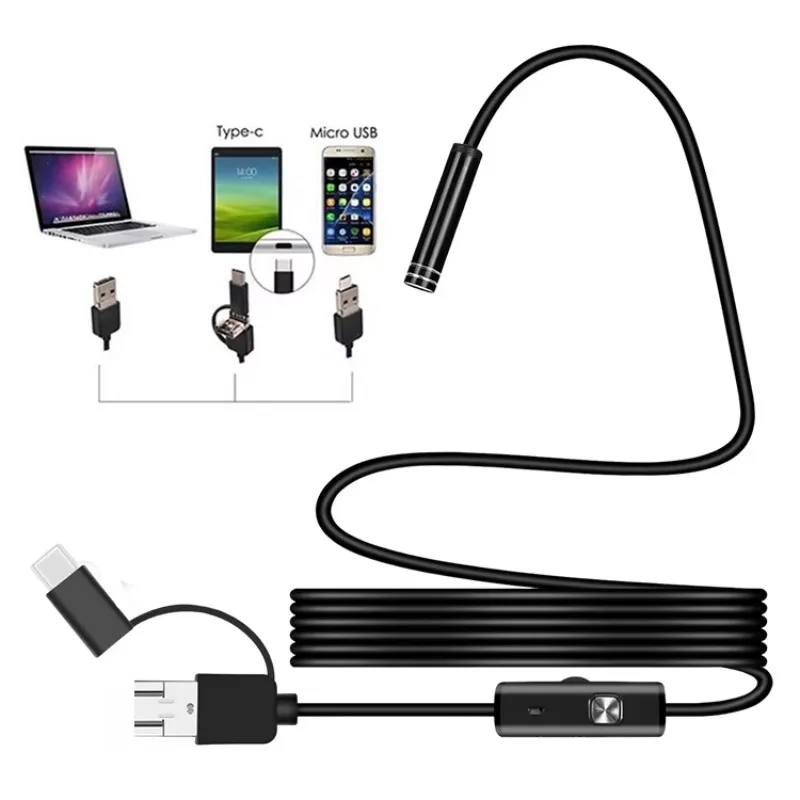 Industrial 8mm Lens 720P 3 in 1 USB Inspection Endoscope Camera for Android PC with 3.5M Hard Cable