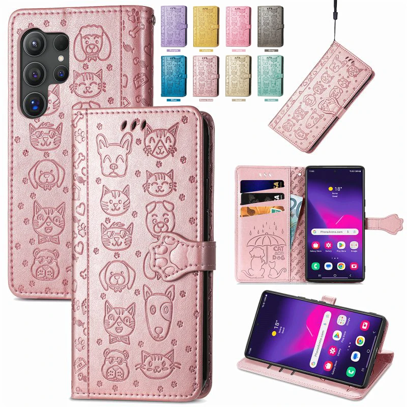 Cat Dog Pattern Flip Phone Cover For Tecno Spark 10 20 Pro+ 30C 20C 10C 9T Camon 18 20 Premier POP 8 5 4 Air Pova Neo 5 4 Pro
