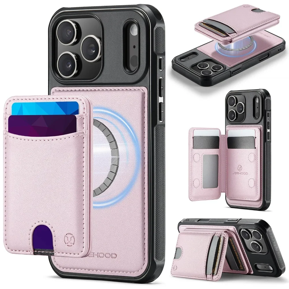 Magnetic Detachable Wallet Case Phone Cover for iPhone 17 Air 16 15 14 Plus 13 12 Pro Max with Support Wireless Charging