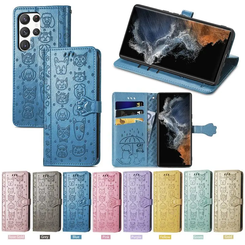 Cat Dog Pattern Flip Phone Cover For Vivo S19 S18 S17 S16 S15 V40 V30e V23e iQOO 13 12 11 9 Pro 7 Z8x Z7i Z6 Lite Neo 8Pro 7 6SE