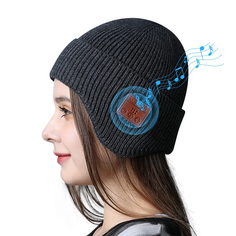 Wireless Bluetooth Earphone Hat Headset Rechargeable With Microphone Light Weight Removable Keep Warm Listen Music Headphone