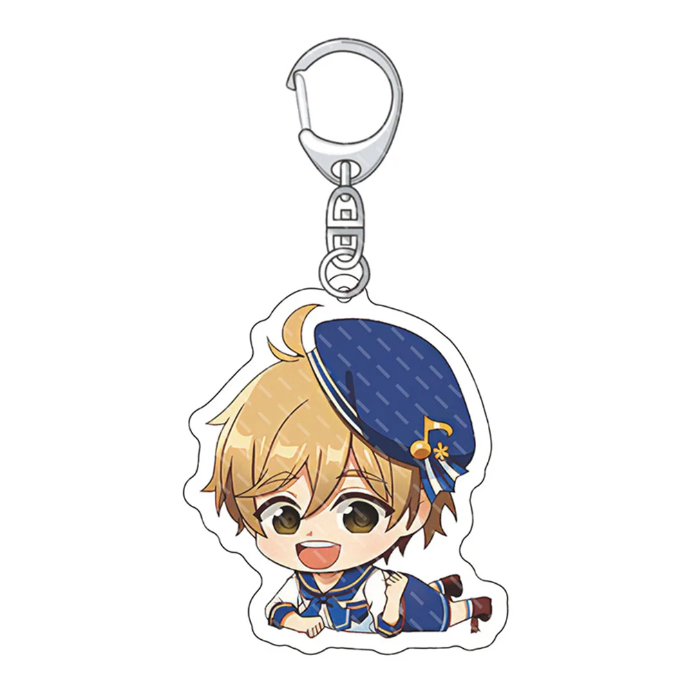 New Anime Ensemble Stars Keychain Women Kagehira Mika Shino Hajime Acrylic KeyChain Man Kawaii Es Key Ring Pendant Ornament Gift