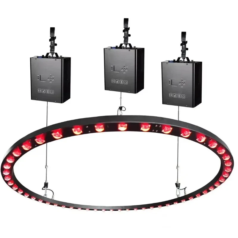 DMX Winch Stage Lifting Beam LED Circle Ring Light Night Club