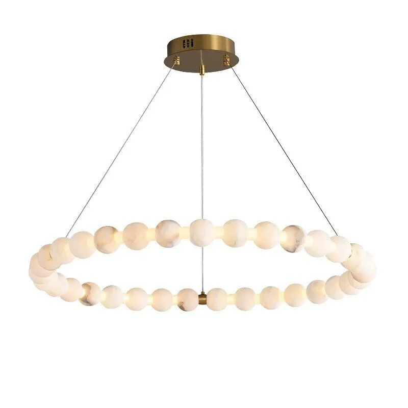 Modern light luxury restaurant ring marble chandelier, designer villa empty main lamp atmospheric luxury