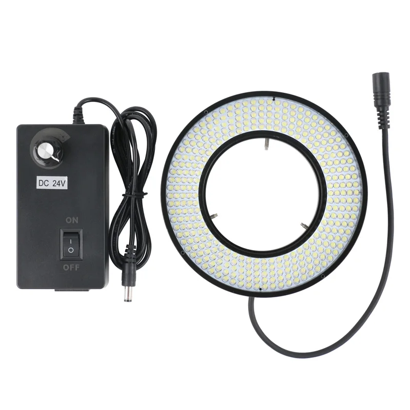 Adjustable 320 LED Ring Light for Industrial Stereo Trinocular Microscope Video Aluminum Alloy Machine Vision