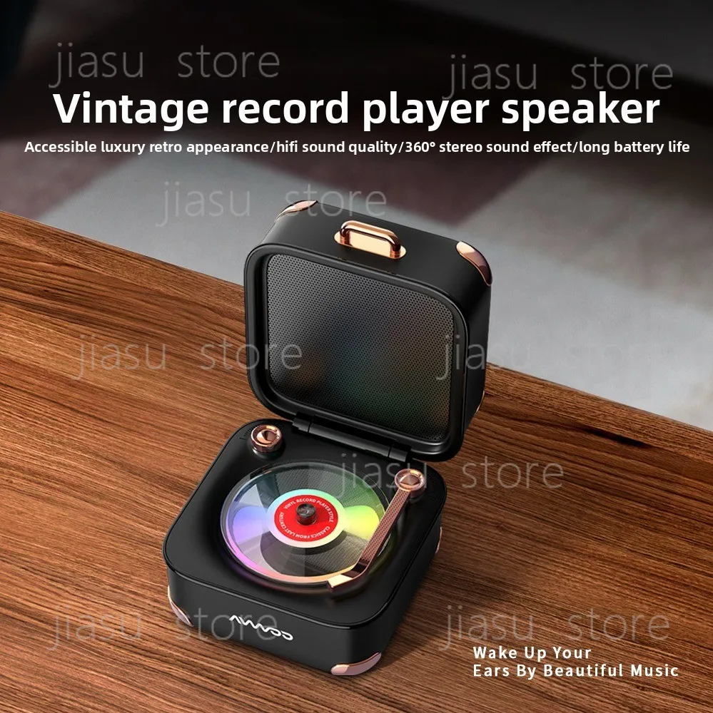 2026 New Retro Mini Bluetooth Speaker Portable Music Box RGB Colorful Light Home Decor Nostalgic Gift Wireless Speaker