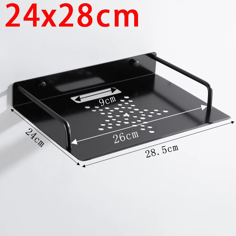 Black Wireless Wifi Router Shelf Storage Boxes Cable Power Plus Wire Bracket Aluminium Wall Hanging Plug Board DIY Home Decor