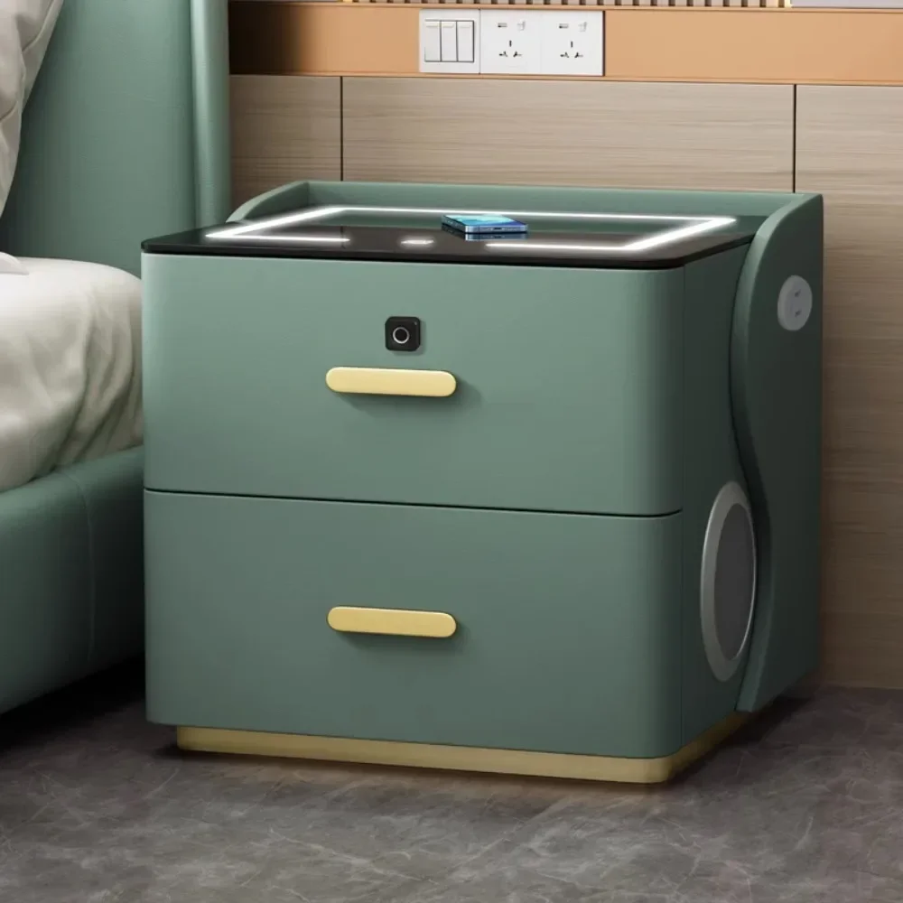 Smart Charging Table Nightstands Fingerprint Lock Bluetooth Speaker Nightstands Wireless Charger Nachttisch Room Decoration