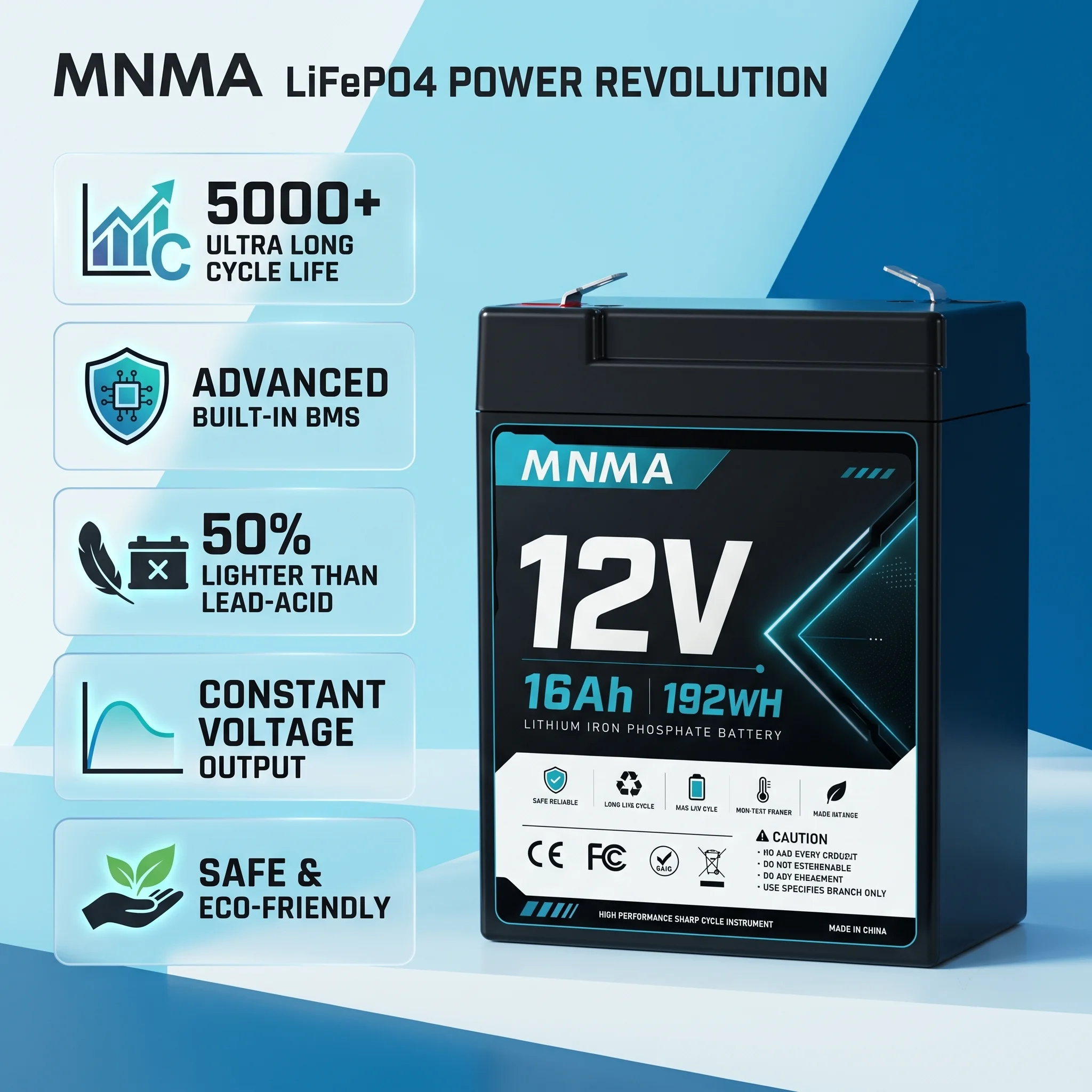12V 16Ah Lithium Ion Battery Pack Portable Battery, Home Fan Charging, Mobile Phone Backup Power, Children's Toy Battery