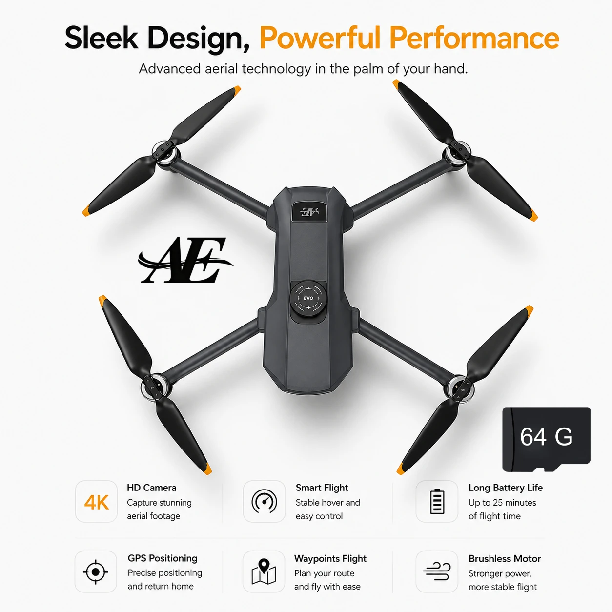 HD 64G 8K Aerial Photography Drone with Three-Axis Gimbal GPS Automatic Return Remote Control 3-Axis Gimbal RC Quadcopter AE30