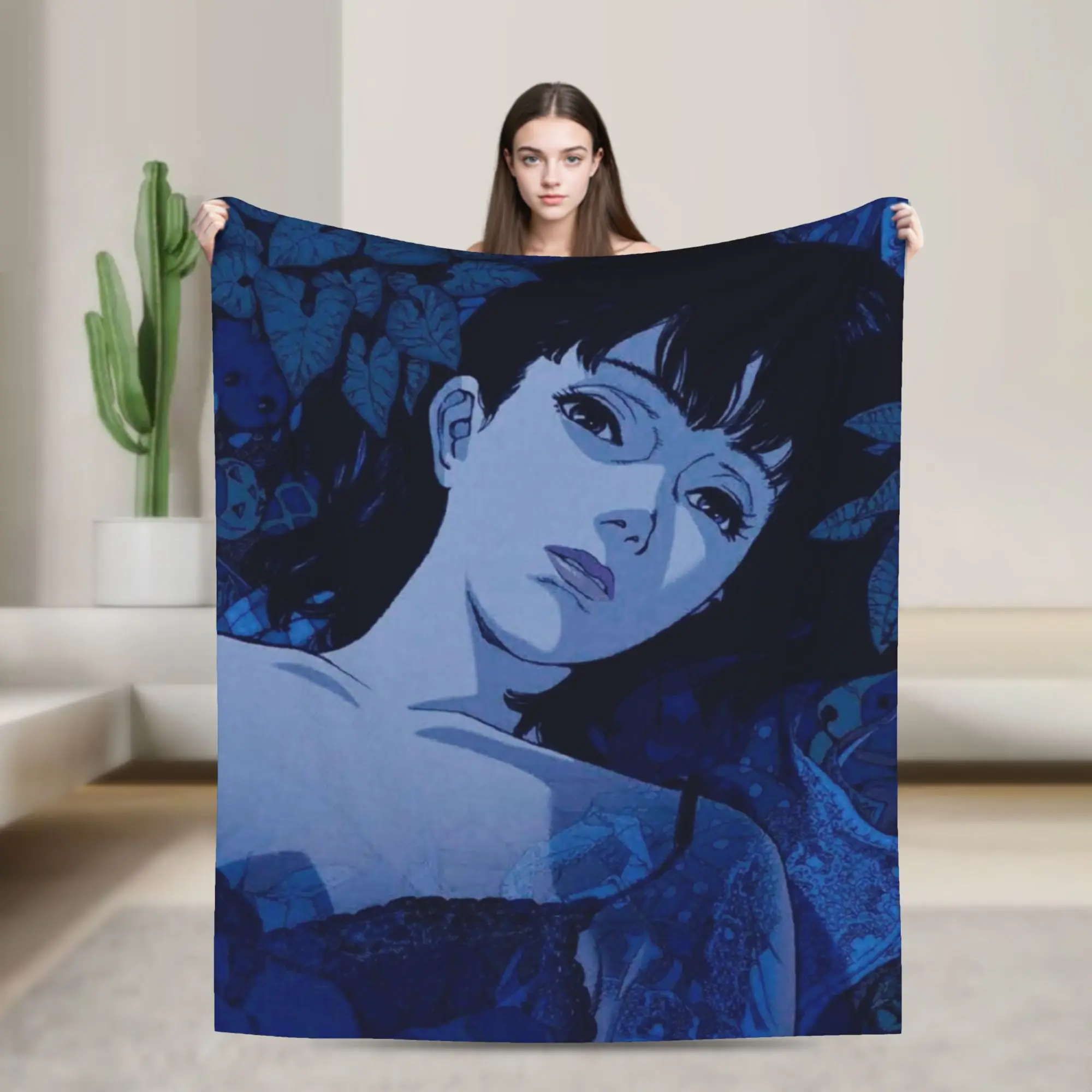 Perfect Blue Blankets Flannel Textile Decor Anime Multifunction Lightweight Thin Throw Blankets for Sofa Car Rug Piece