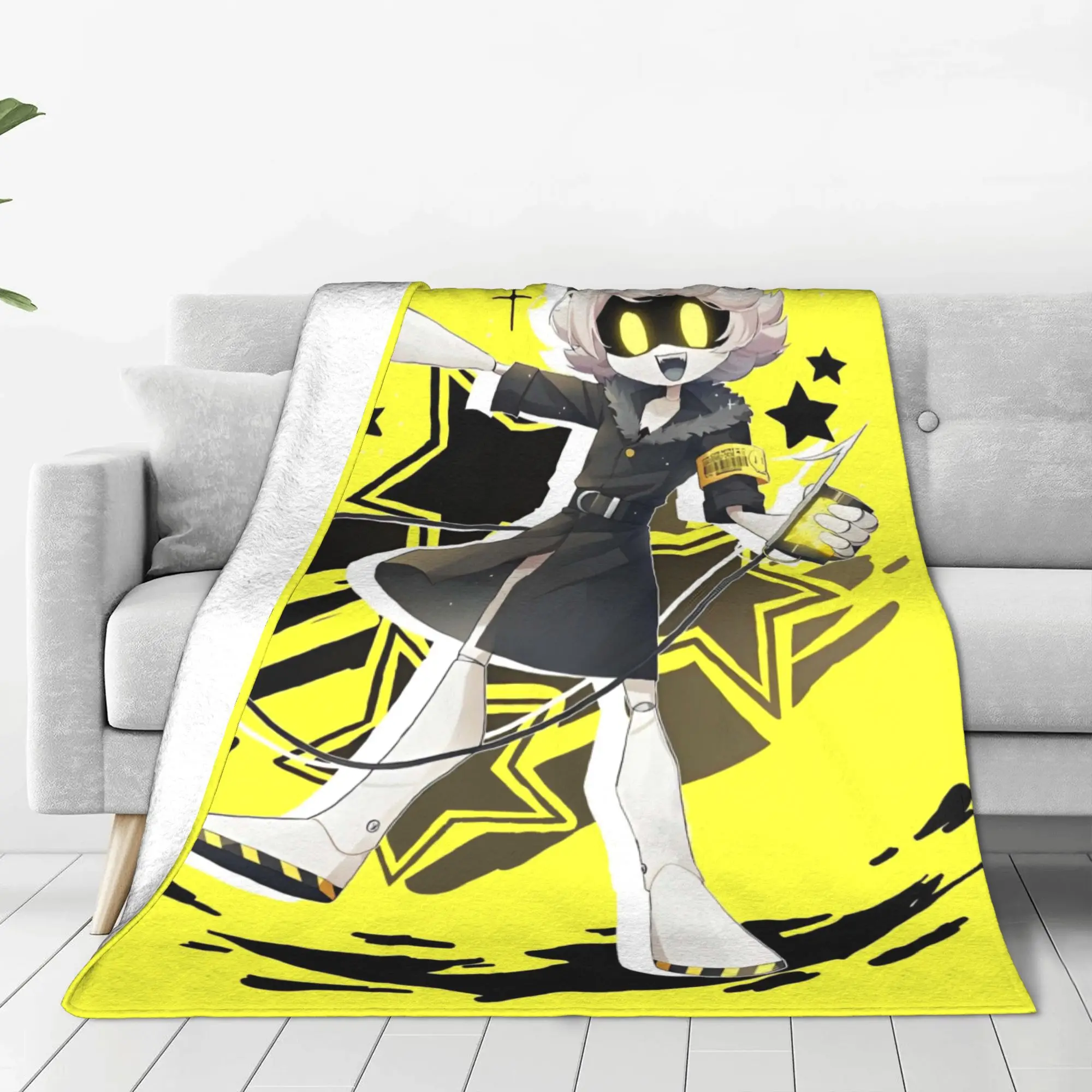 Murder Drones Knitted Blankets Velvet Uzi Doorman Aesthetic Soft Throw Blanket for Home Couch Bed Rug