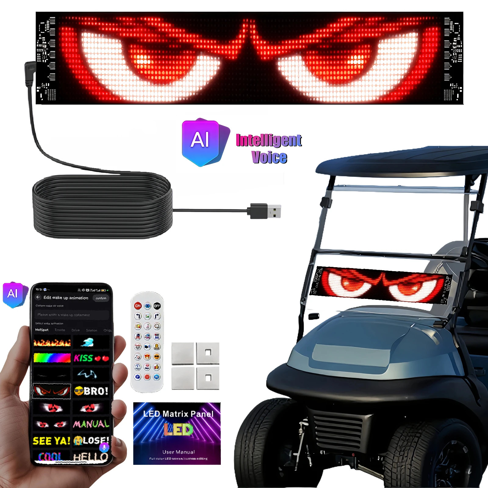 LED AD AI Communication Devil Eye Display Pixel Panel Flexible Scrolling Sign Foldable Board Ultra-thin Soft Light Car Display