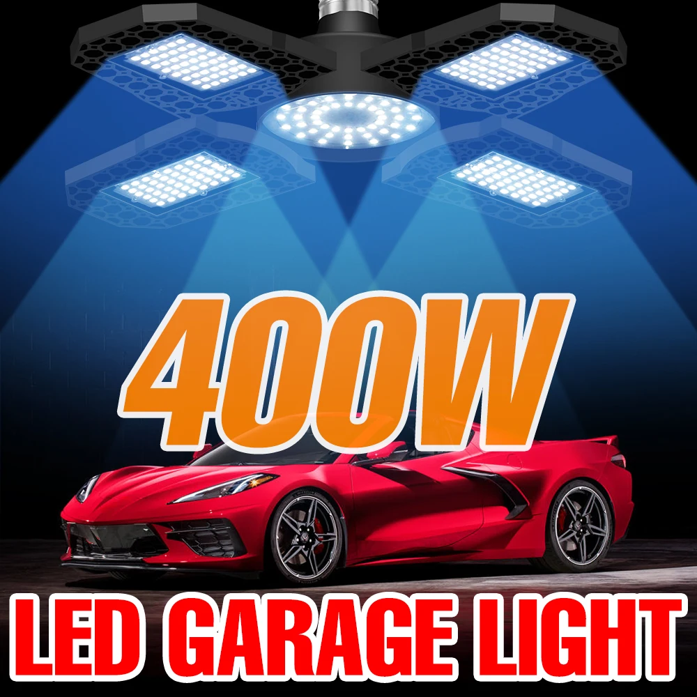 200W/300W/400W LED Garage Light E27 Bulb Foldable Ceiling 220V Lamp 110V Spotlight LED UFO High Bay Industrial Wall Lamp 2835