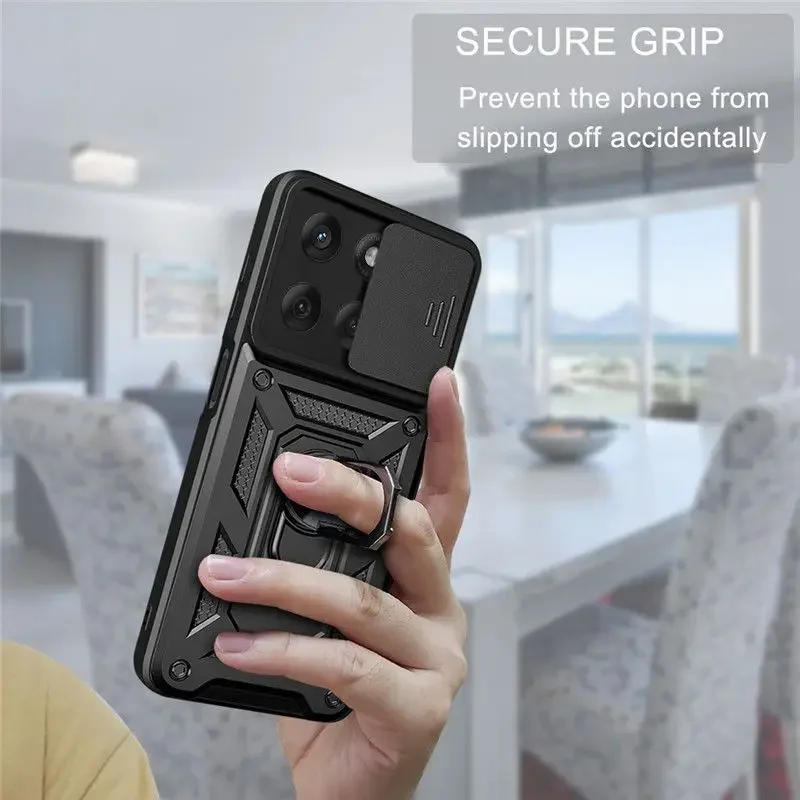 For Moto G86 Power G56 Camera Shockproof Armor Case for Moto G86 Power G56 Car Magnetic Holder Ring Cover