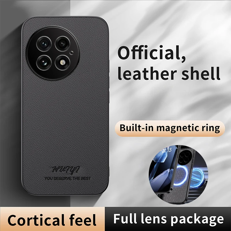 Case for OnePlus 13 5G 1+13 Leather Car Magnetic Holder Full Camera Silicone Protection Hard Phone Cover OnePlus13 PJZ110 Shell