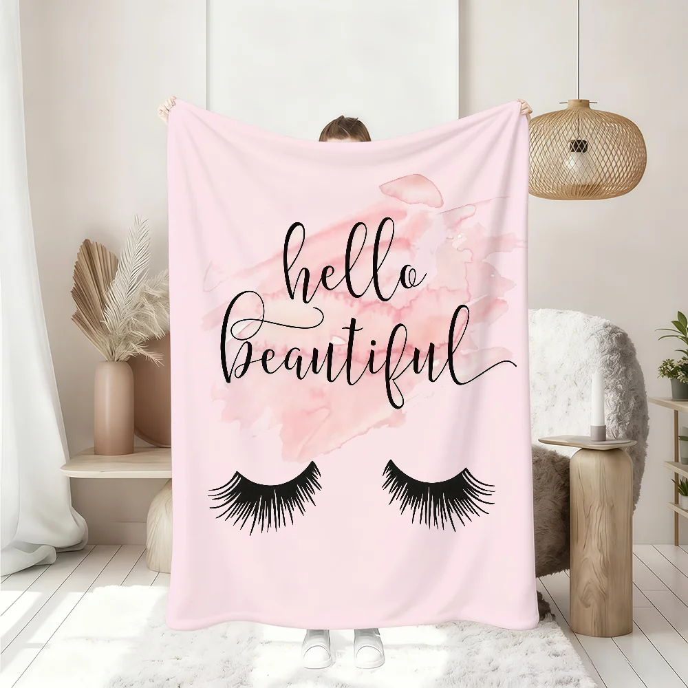 Ins Style Beauty Makeup Eyelash Peach Skin Blanket Soft Throw Blanket for Home Bedroom Bed Sofa Picnic Travel Office BlanketGift