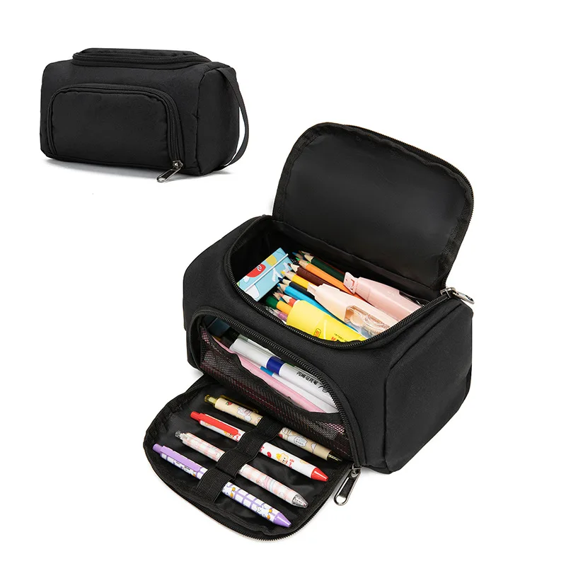 Large Capacity  Multi-Function Pencil Case Durable Spacious Organizer for School Supplies & Makeup Portable Design for Teens