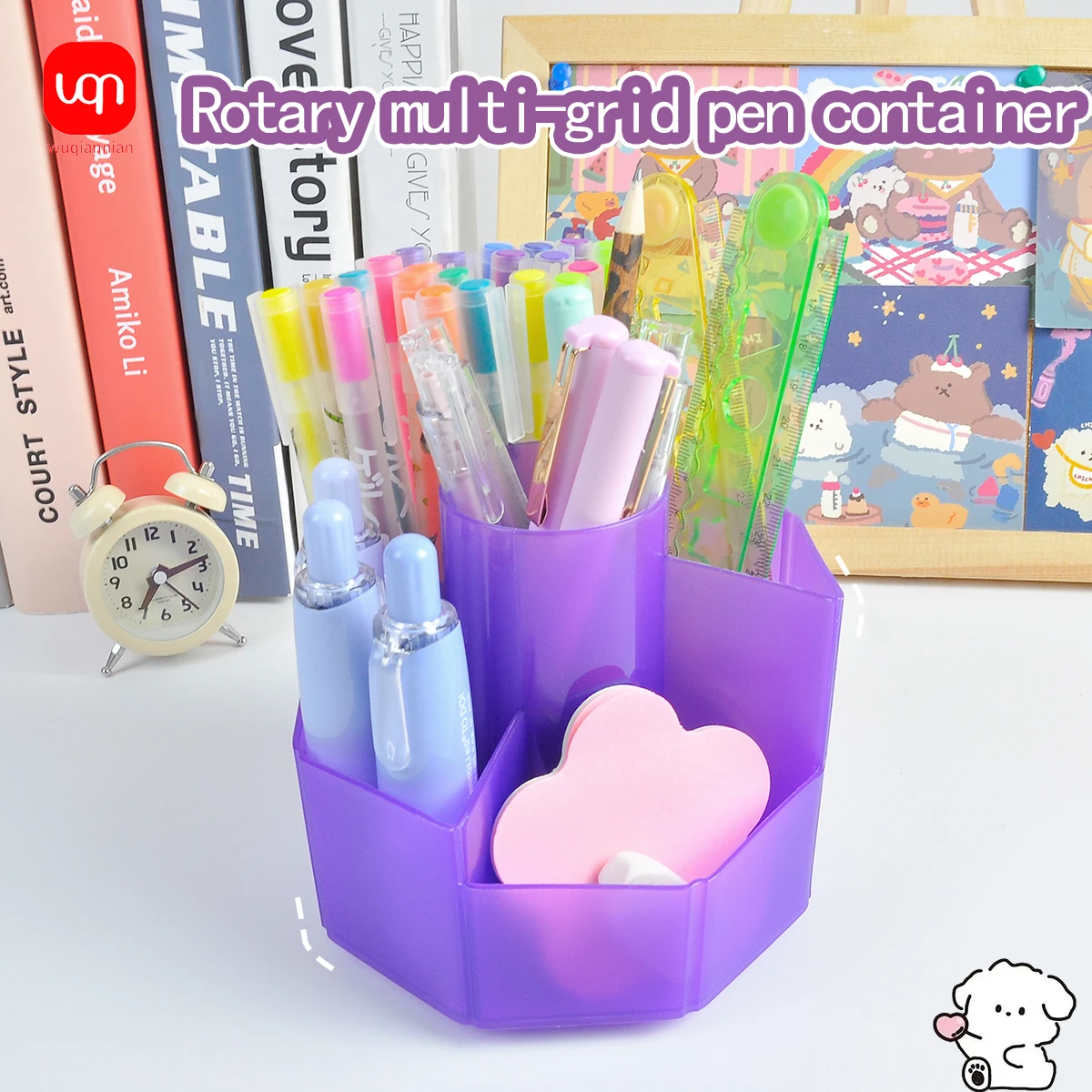 New 360 Rotating Pen Holder Makeup Brush Storage Box Portable Desktop Organizer Large Capacity School Office Stationery Supplies