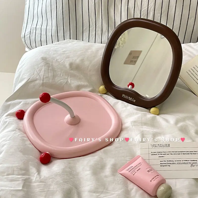 High Aesthetic Desktop Makeup Mirror, Office Instagram Mirror, Cute and Portable Student Dormitory Home Bedroom Makeup Mirror
