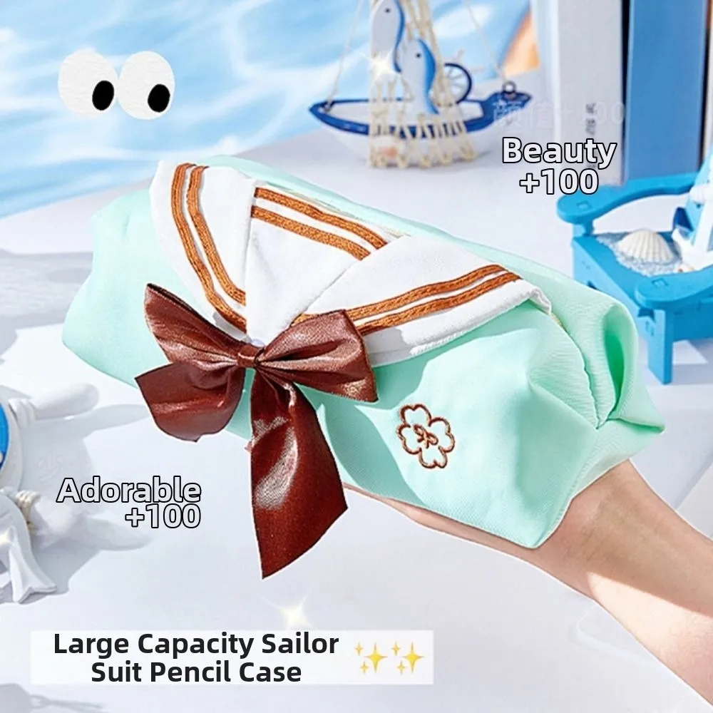 College Style JK Pencil Case Sweet Bow Tie Design Makeup Bag Portable Large Capacity Pen Organizer School Office Supplies
