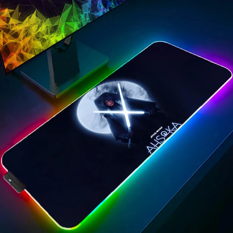 RGB LED Mouse Pad Laptop Non-slip Esports Office Laptop S-star W-wars Desk Mat Game Player Mousepad PC Accessories Keyboard Pad
