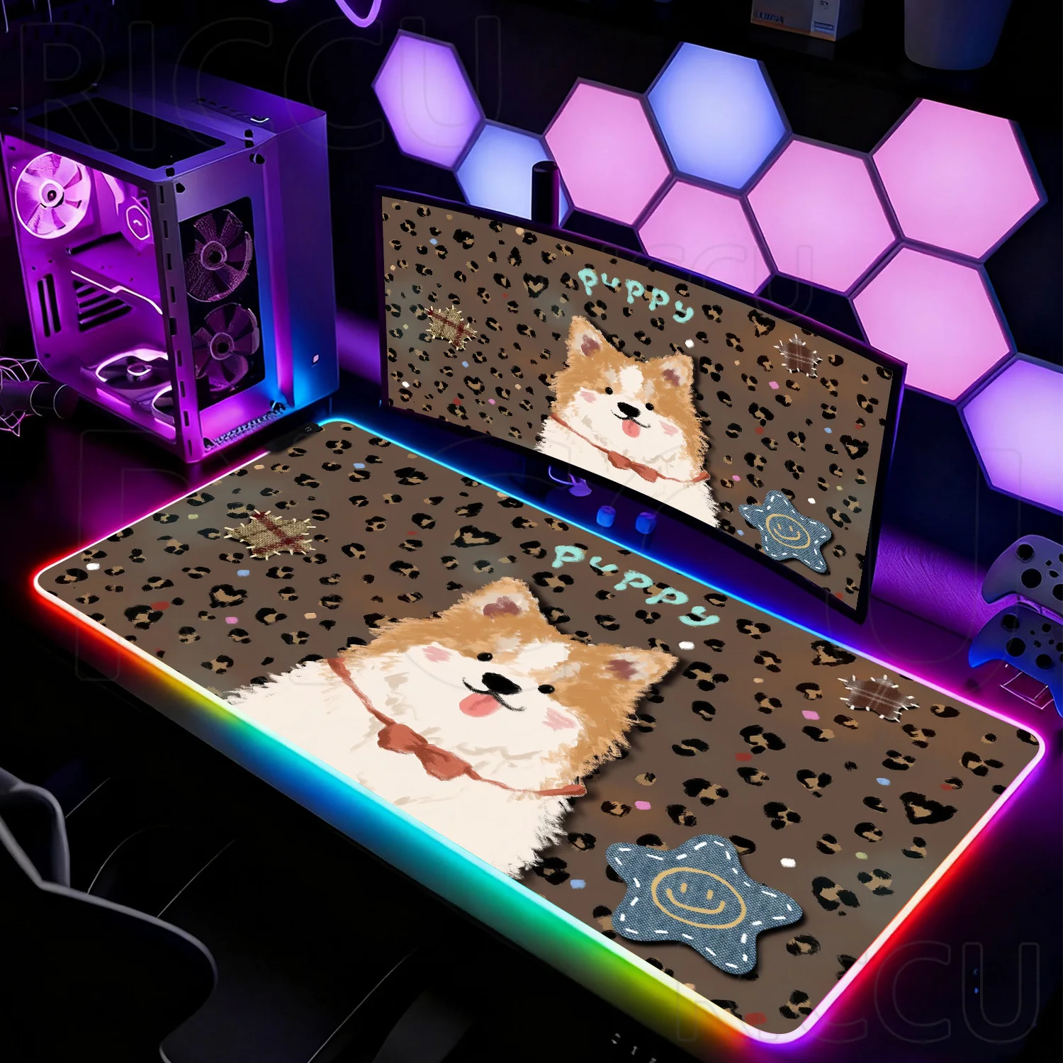 RGB XXL Cowboy animals Cat Dog Anime Cute Mouse Pad Large Computer Mousepad American retro PC Gamer Rubber Keyboard LED Desk mat