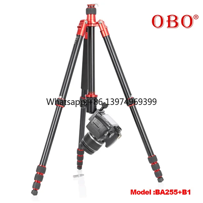 OBO BA255 Aluminum Tripod Stand, 360° Rotatable Foldable Monopod Tripod for Live Streaming & Travel Photography