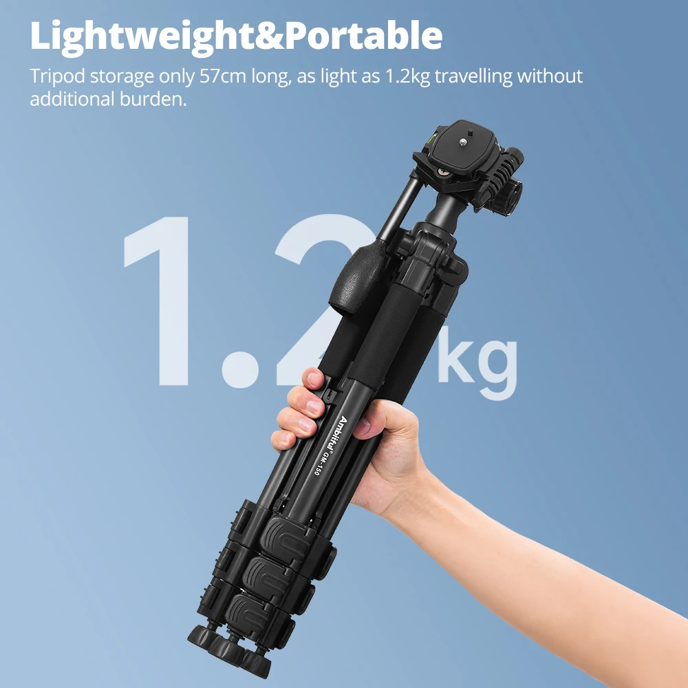 Ambitful 158cm GM150 Portable Travel Professional Foldable Tripod + Control Phone holder for DSLR Camera Phone Gopro Camcorder