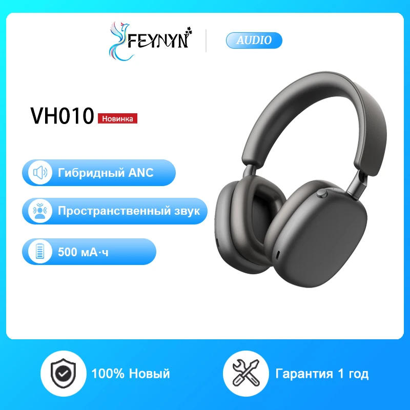 FEYNYN Bluetooth Headphones, Wireless Over-Ear, Hybrid Noise Cancellation & Spatial Audio, 44H Battery, for Gaming & Studying