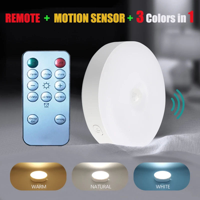 Circle Decorative Motion Sensor LED Lamp | Remote, Timer & Dimmable USB Night Light for Home & Cabinet Decoration